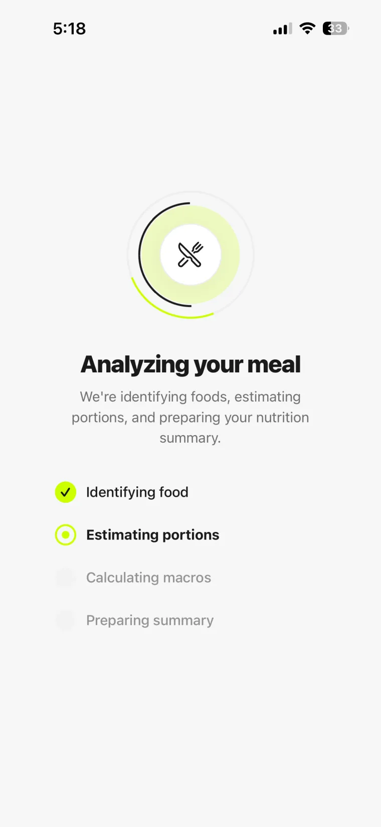 LoopCal reviewing a detected meal